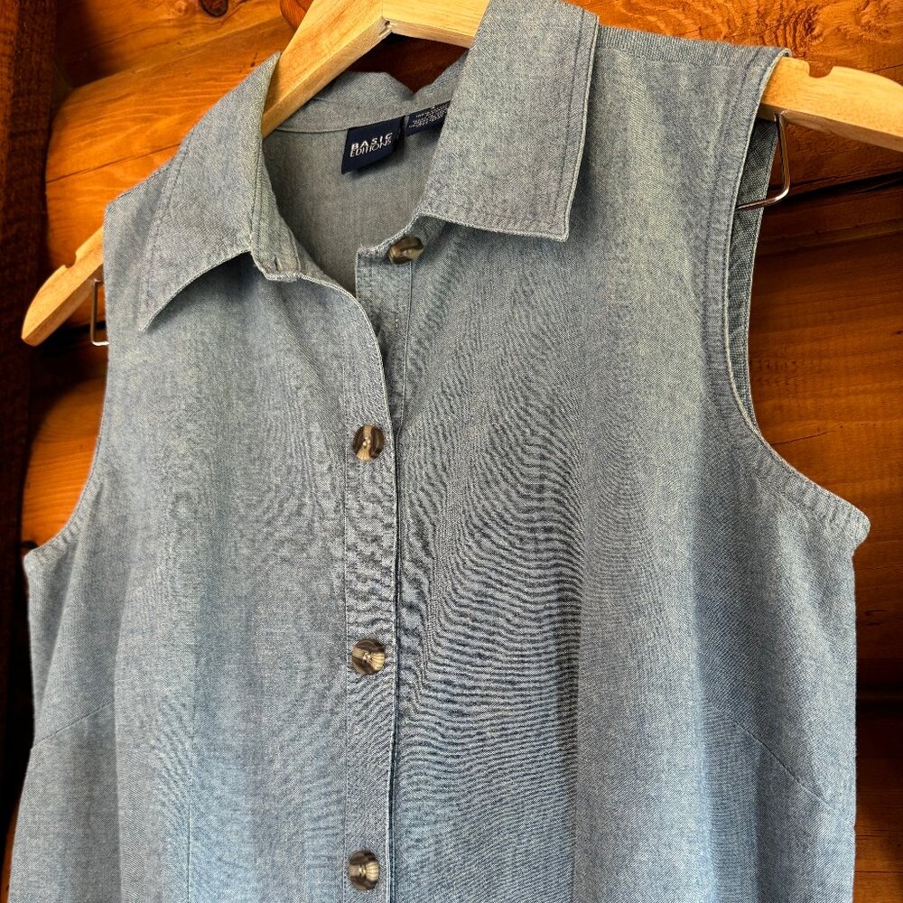 Vintage Classic Jean-Style Button-Up Dress Made from All Natural Materials